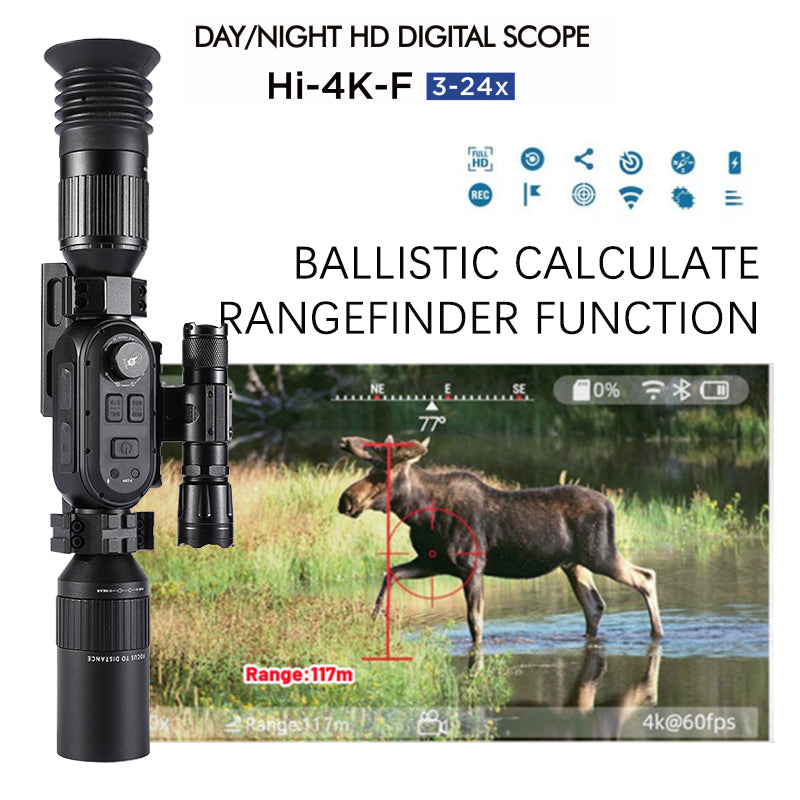 HD Digital Night Vision Scope 3-24X Tactical Sight Hunting Smart Riflescope