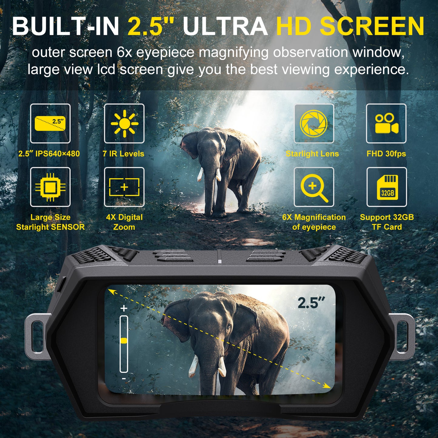 나이트 비전 쌍안경 2K 캠핑 장비 업그레이드 적외선 디지털 사냥 망원경