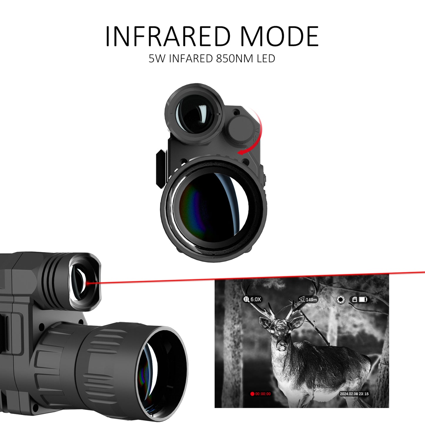 TWILITE NV PRO Night Vision Monocular - Full Color 4-8x40mm Digital Night Vision Camera for Camping Hunting & Fishing