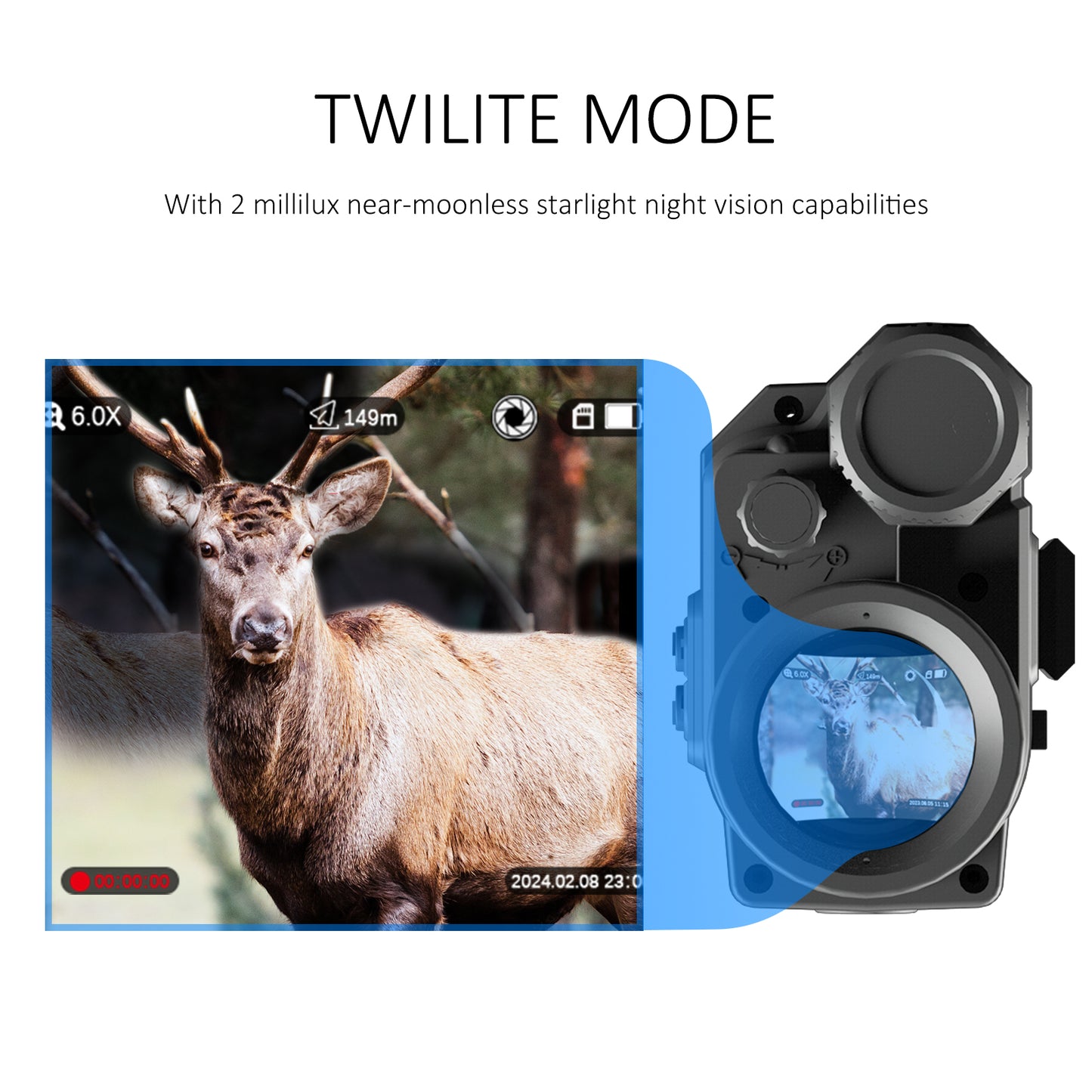 TWILITE NV PRO Night Vision Monocular - Full Color 4-8x40mm Digital Night Vision Camera for Camping Hunting & Fishing