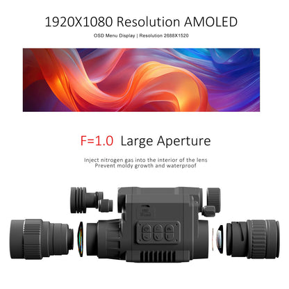 TWILITE NV PRO Night Vision Monocular - Full Color 4-8x40mm Digital Night Vision Camera for Camping Hunting & Fishing